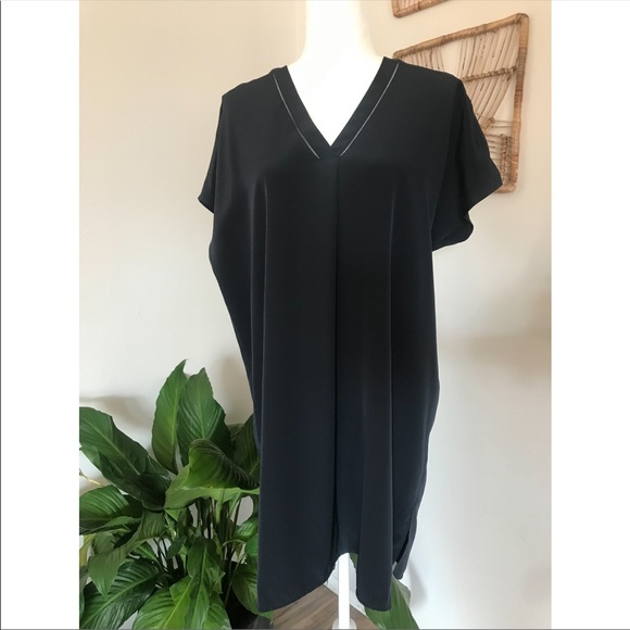 Vince Dresses & Skirts - Vince Navy silk draped tunic shirt dress